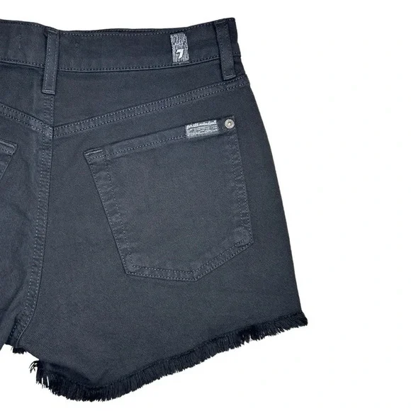 7 FOR ALL MANKIND Women’s Broken Twill Cut Off Short Black Size 28 - Picture 6 of 16